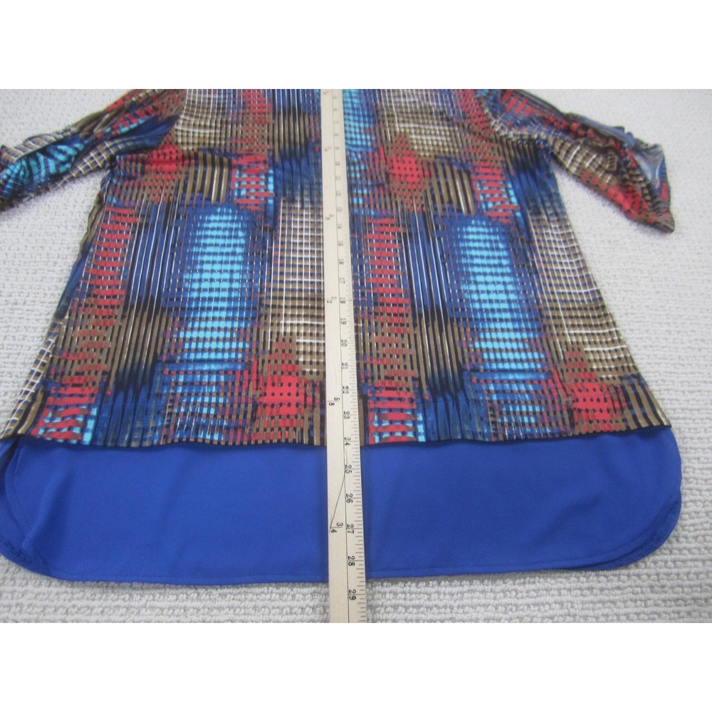 Joseph Ribkoff Shirt Womens Large Multicolor Tunic‎ High Low Hem Split Neck 5963 - Picture 5 of 7
